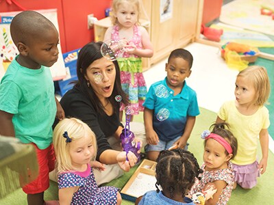 kids at marcus blowing bubbles