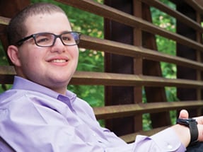 Marcus autism teen, Connor, on bridge